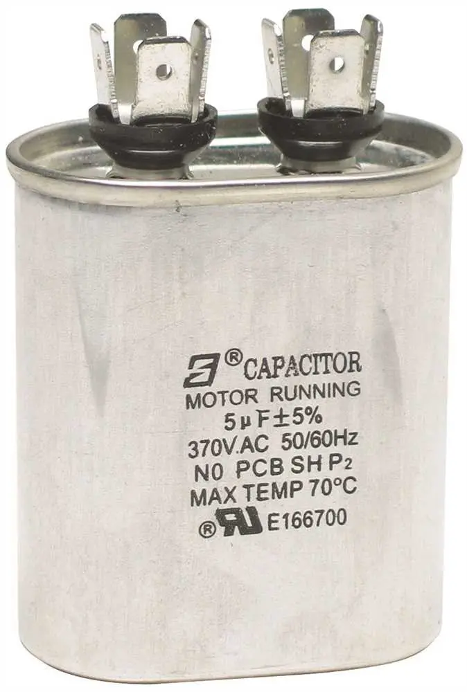 Oval Motor Run Capacitor, 5 Mfd, 370 Vac 1