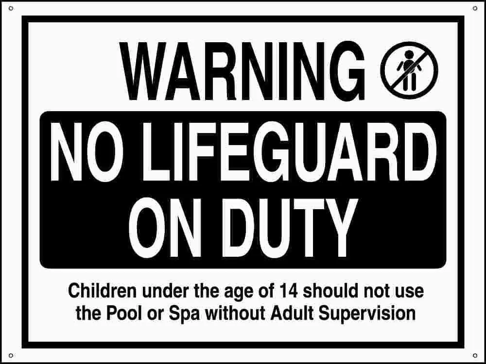 Pool Sign Warning No Lifeguard 18" X 24", Plastic 1