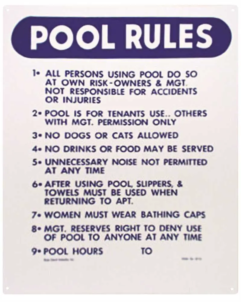 Pool Sign Pool Rules 18" X 24", Plastic 1