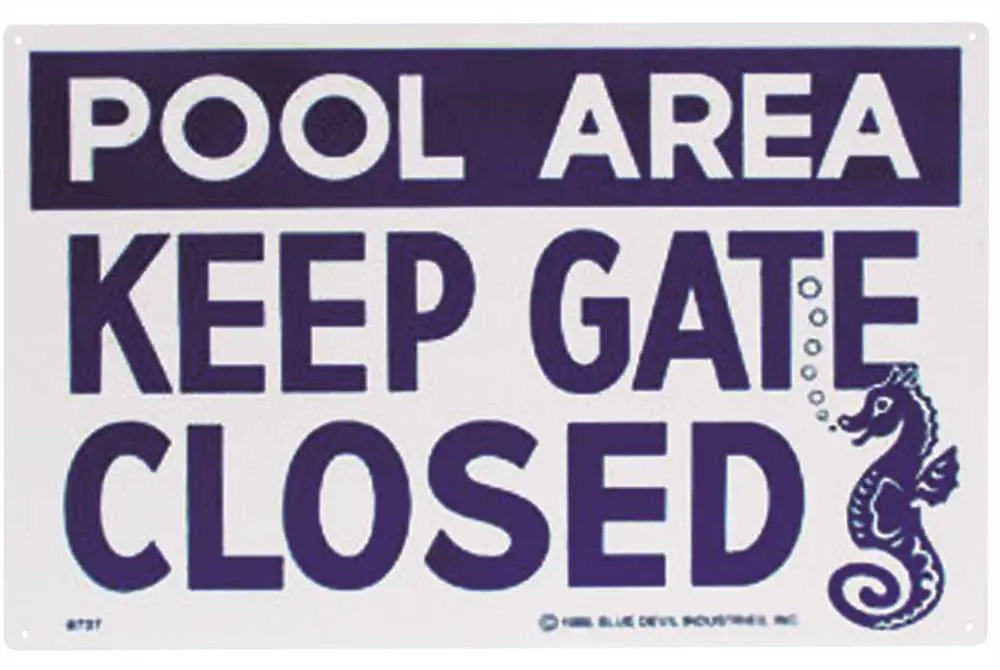 Pool Sign Keep Gate Closed 12" X 18", Plastic 1