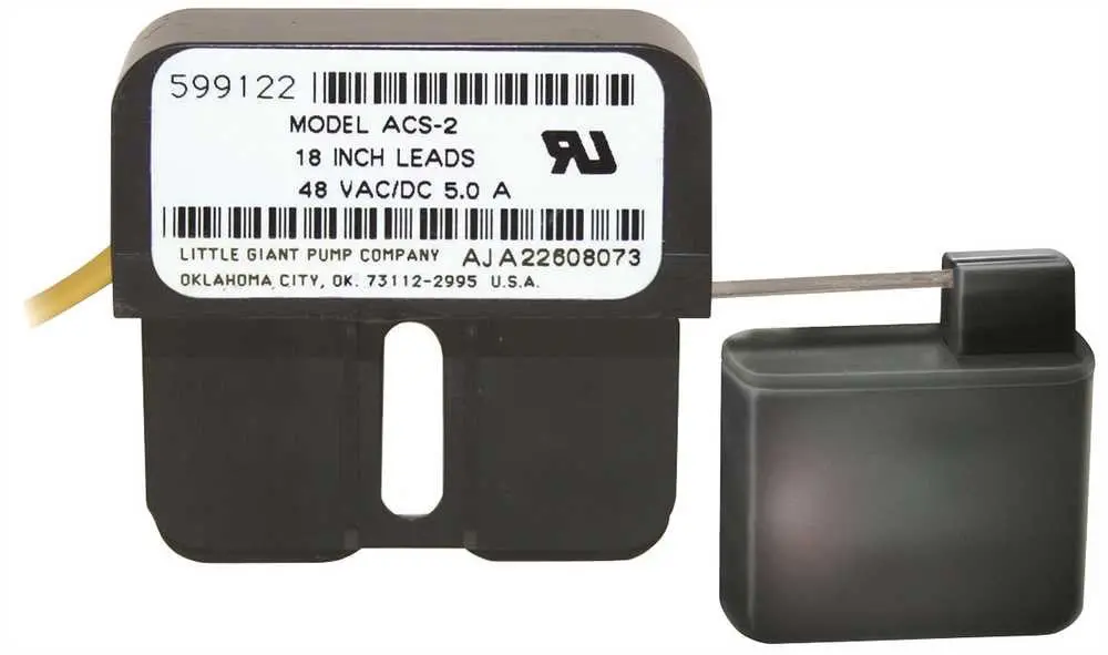 Franklin Electric Condensate Overflow Safety Switch With 18-Inch Cord, 4.55X1.34X3", 48 Vac - Vdc 1