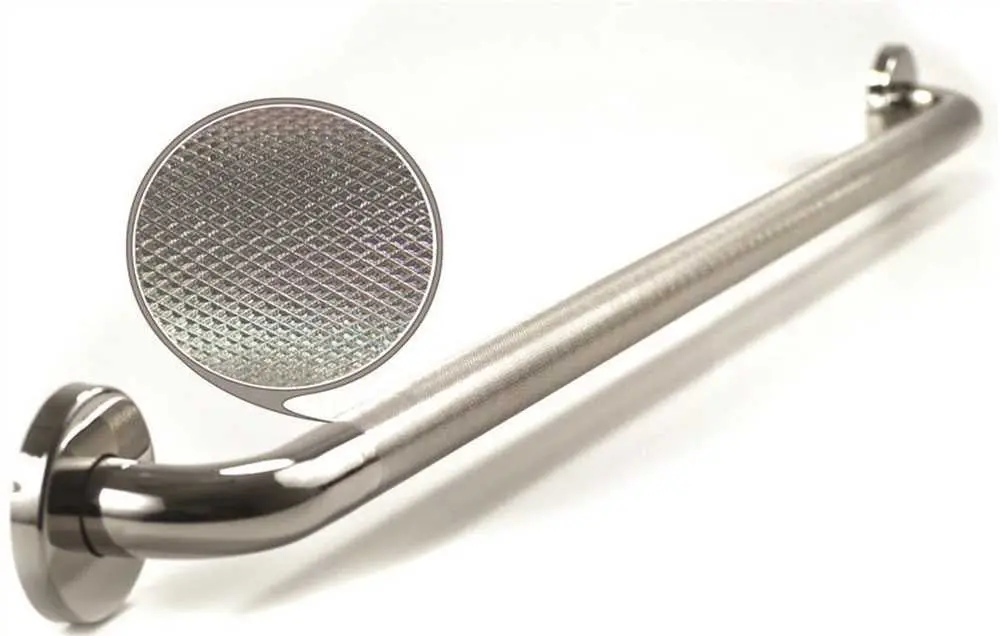 Wingits Grab Bar With Concealed Mount Flange Covers, 36 In. X 1-1-4 In., Bright Diamond Knurled Polished Stainless Steel 1