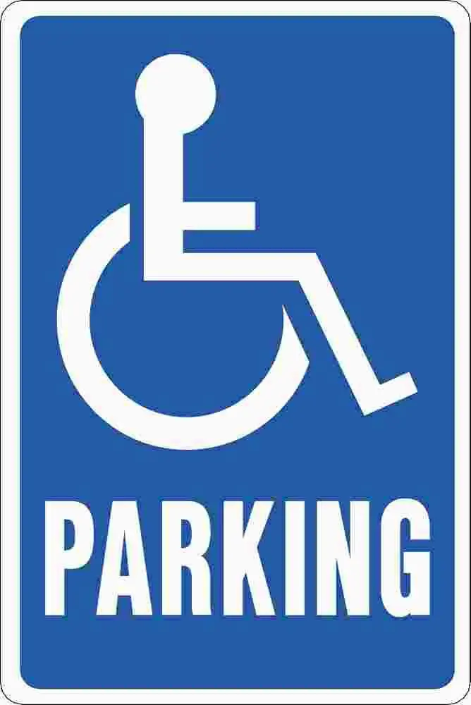 Handicapped Parking 12" X 18" White On Blue Sign 1