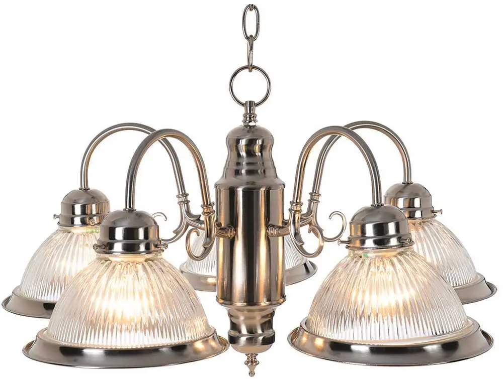 Traditional Chandelier Ceiling Fixture, Maximum Five 60 Watt Medium Base Bulbs, Brushed Nickel 1