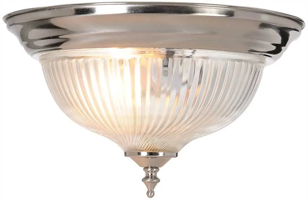 Halophane Swirl Glass Ceiling Fixture, Maximum One 75 Watt Incandescent Medium Base Bulb, 10-7-8" X 6", Brushed Nickel 1