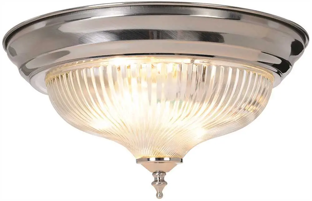 Halophane Swirl Glass Ceiling Fixture, Maximum Two 75 Watt Incandescent Medium Base Bulbs, 13" X 6", Brushed Nickel 1