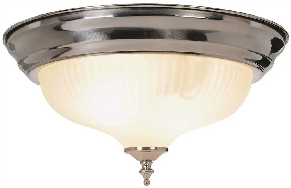 Decorative Swirl Glass Ceiling Fixture, Max Two 60 Watt Incandescent Medium Base Bulbs, 13" X 6", Brushed Nickel 1