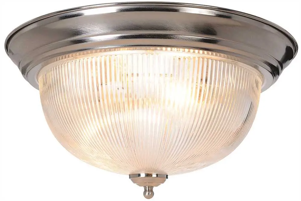 Halophane Dome Ceiling Fixture, Maximum Three 60 Watt Incandescent Medium Base Bulbs, 15 In., Brushed Nickel 1
