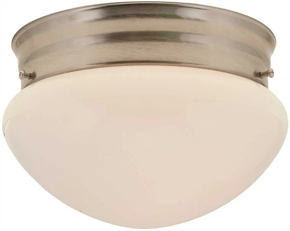 Royal Cove Ceiling Light Fixture With Mushroom-Shaped White Glass, 8", Brushed Nickel 1