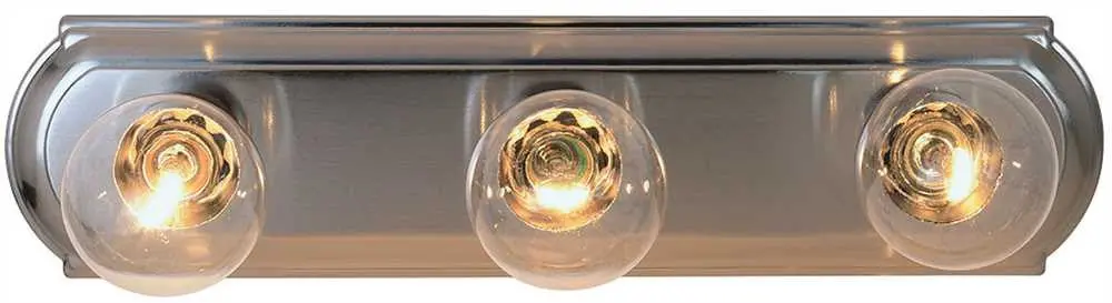 Beveled Edge Vanity Fixture, Maximum Three 60 Watt Incandescent G-25 Medium Base Bulbs, 18", Brushed Nickel 1