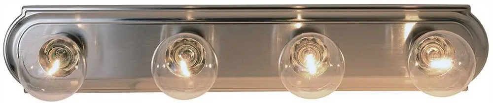 Beveled Edge Vanity Fixture, Maximum Four 60 Watt Incandescent G-25 Medium Base Bulbs, 24", Brushed Nickel 1