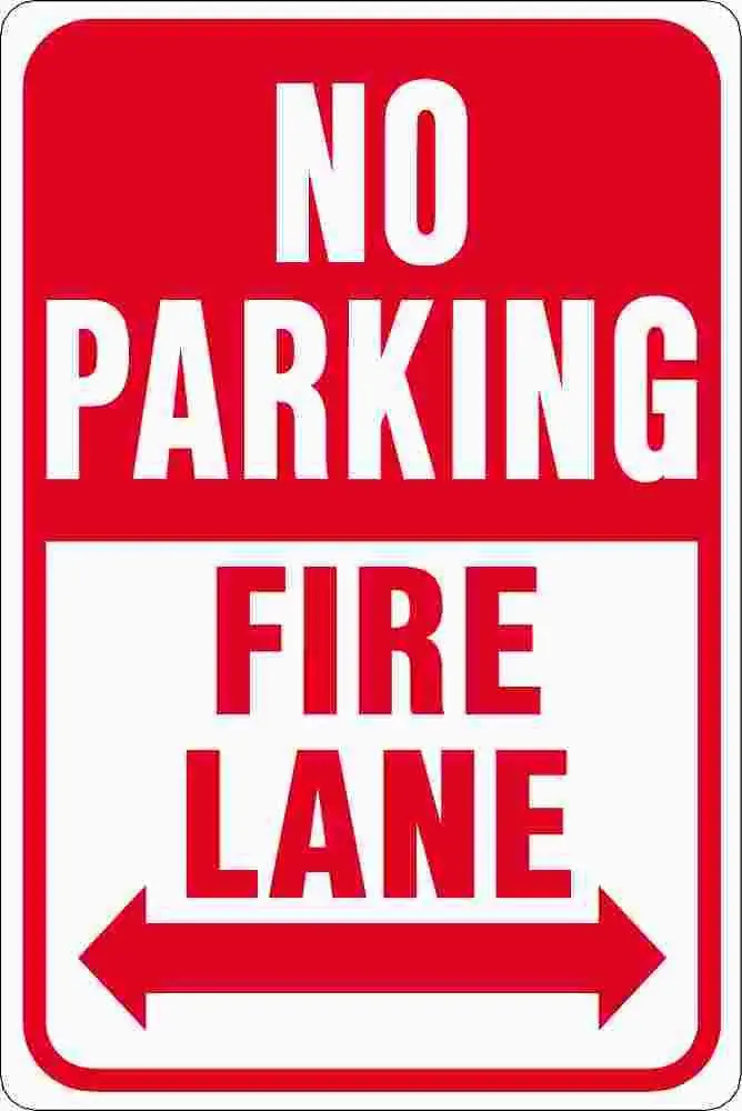 Aluminum No Parking Fire Lane Sign 12" X 18" 1