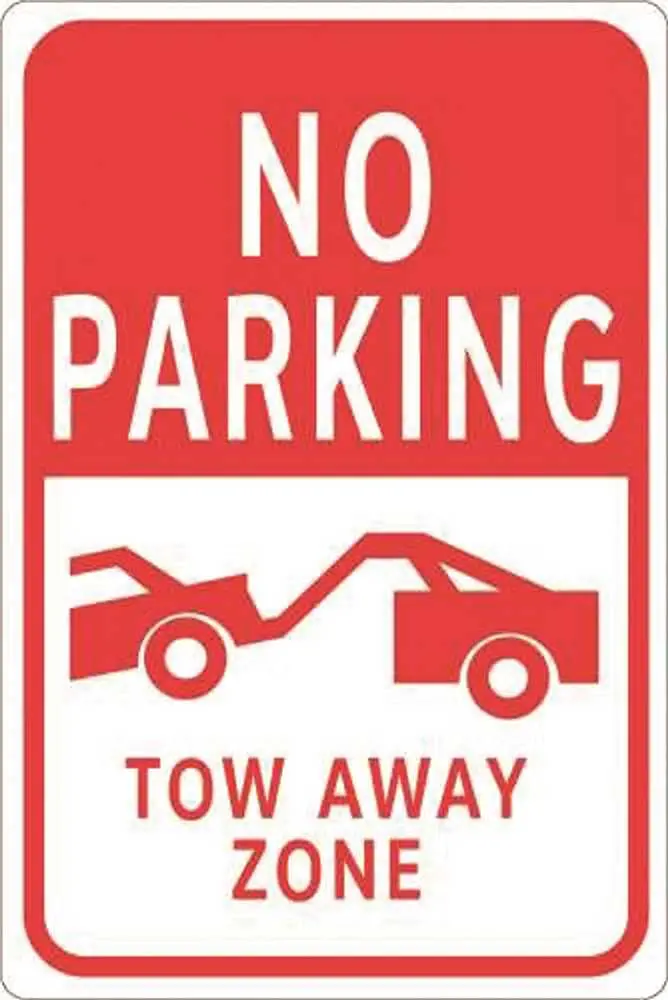 Aluminum No Parking Tow Away Zone 12" X 18" 1