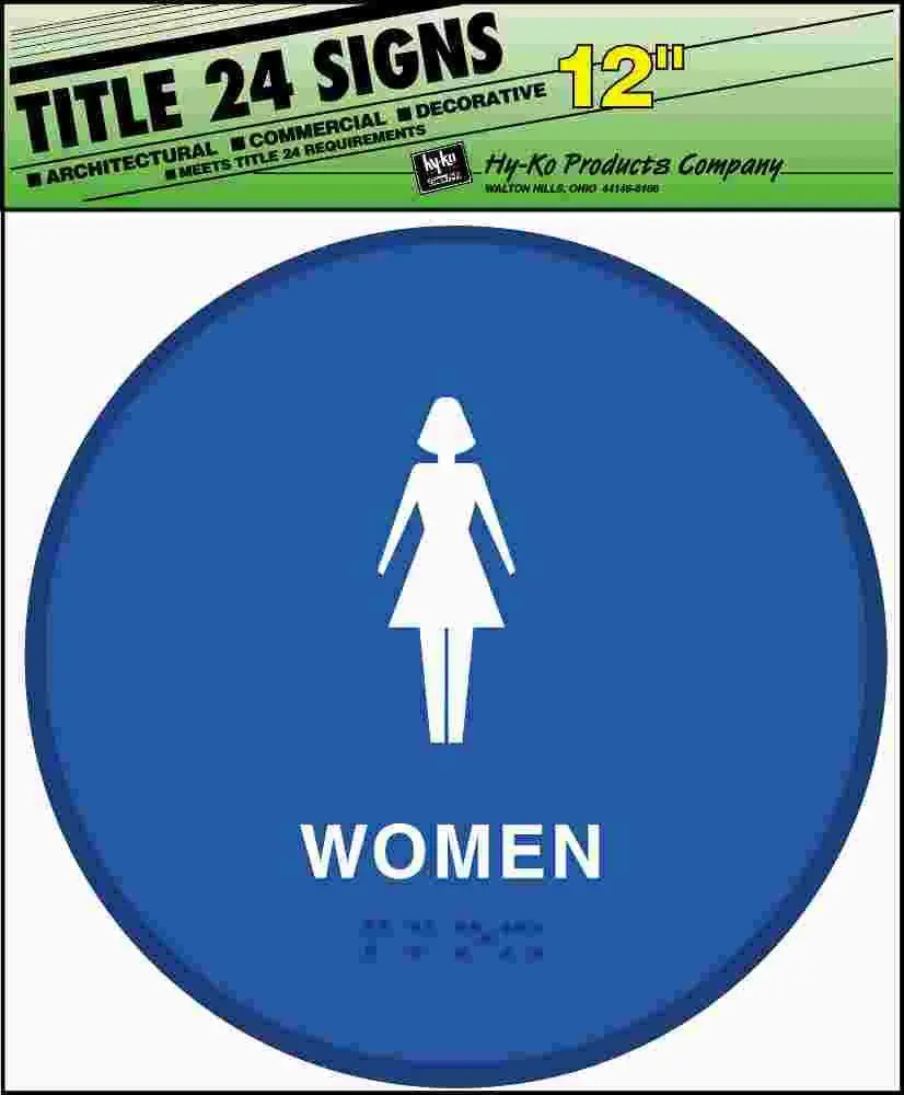 Women Bathroom Ada Approved 12" X 12" Plastic Sign 1