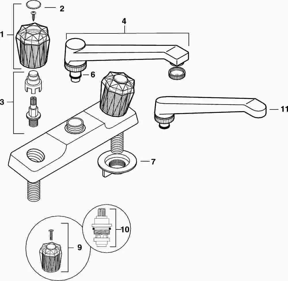 Spout Assembly Plastic New Style For 2 Handle Kitchen Unit 1