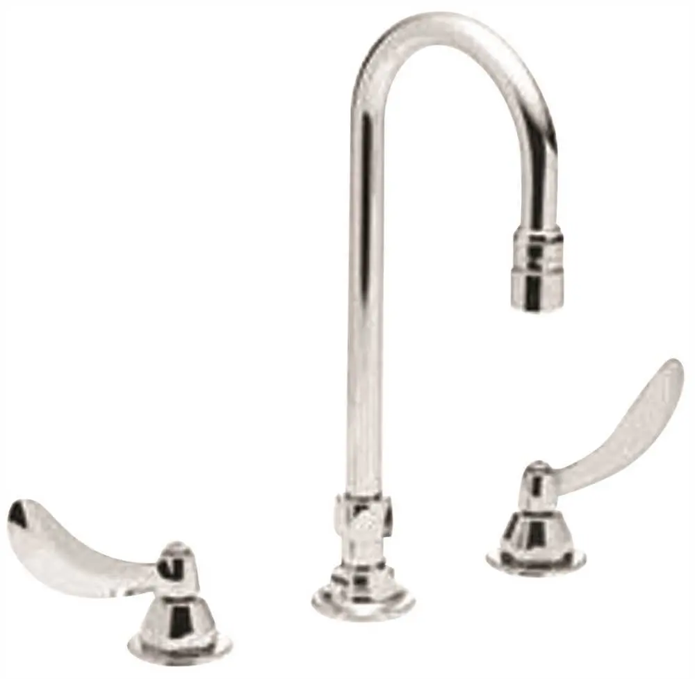 Delta&Reg; Lead-Free Widespread Faucet With Gooseneck Spout And Wristblade Handles, Adjustable Center, Chrome-Plated 1