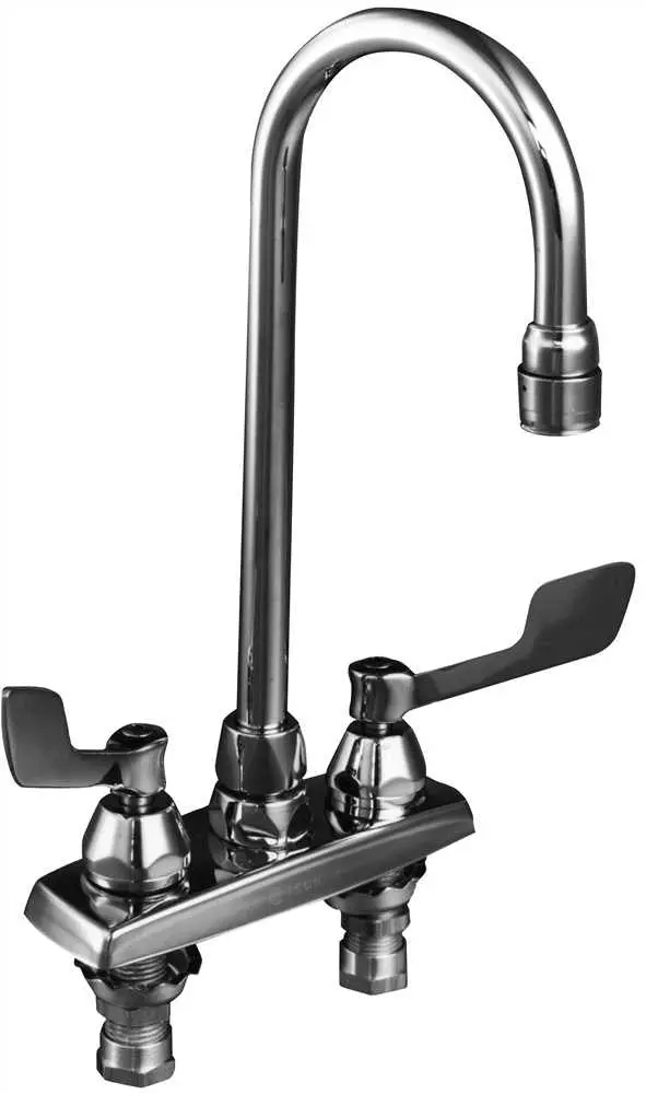 Delta&Reg; Lead-Free Deck-Mounted Kitchen Faucet With Gooseneck Spout And Wristblade Handles, 4-Inch Center 1