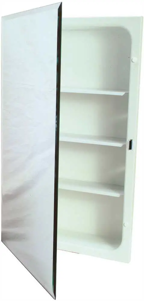 Recessed Plastic Medicine Cabinet, White, 16X20 In. 1