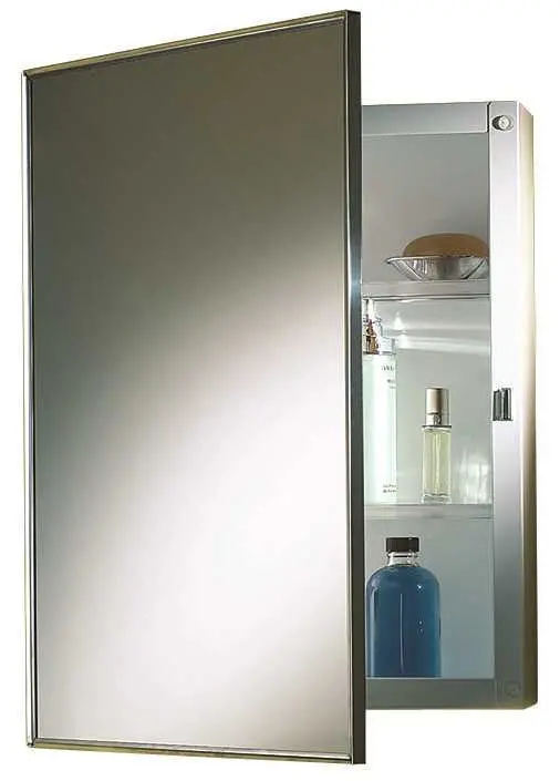 Nutone&Reg; Recessed Swing-Door Medicine Cabinet, 16 In. X 22 In., Polished Stainless Steel Frame 1