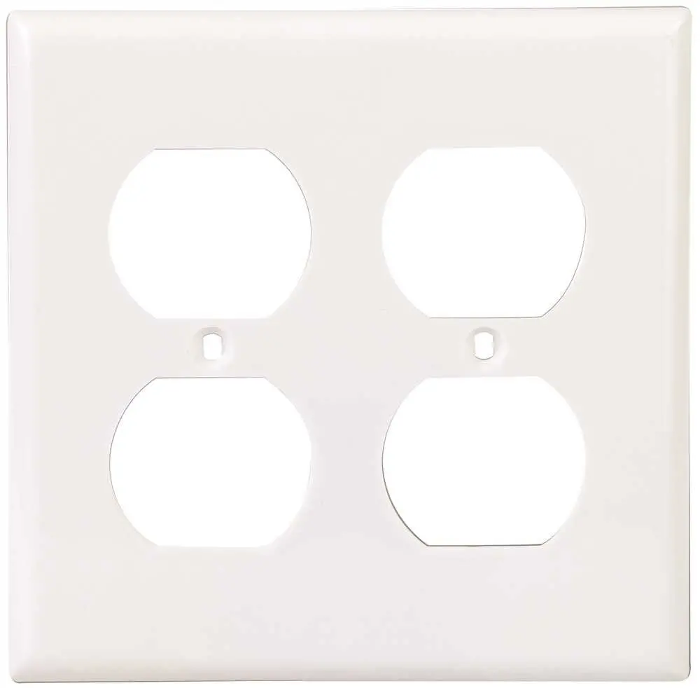 Double Duplex Receptacle Wallplate, Plastic, White 1