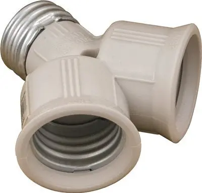 Twin Lamp Socket Adapter Ivory 1
