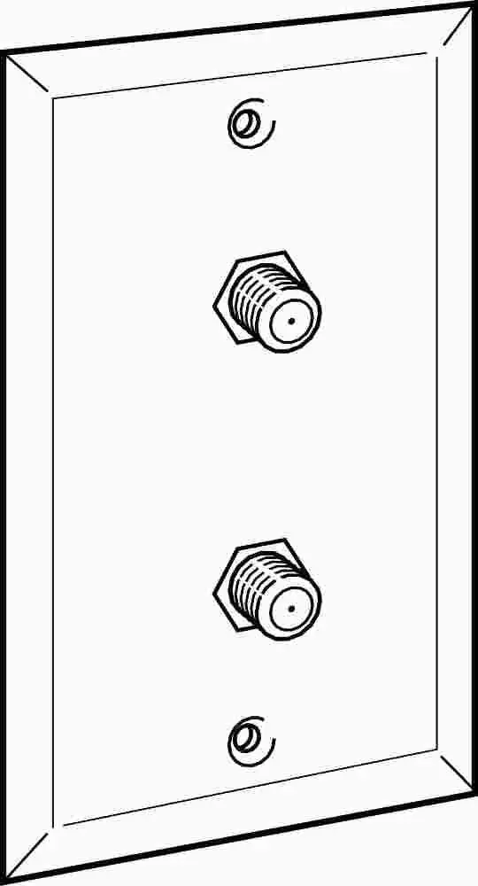 Coaxial Wall Plate Double Cable Jack White 1