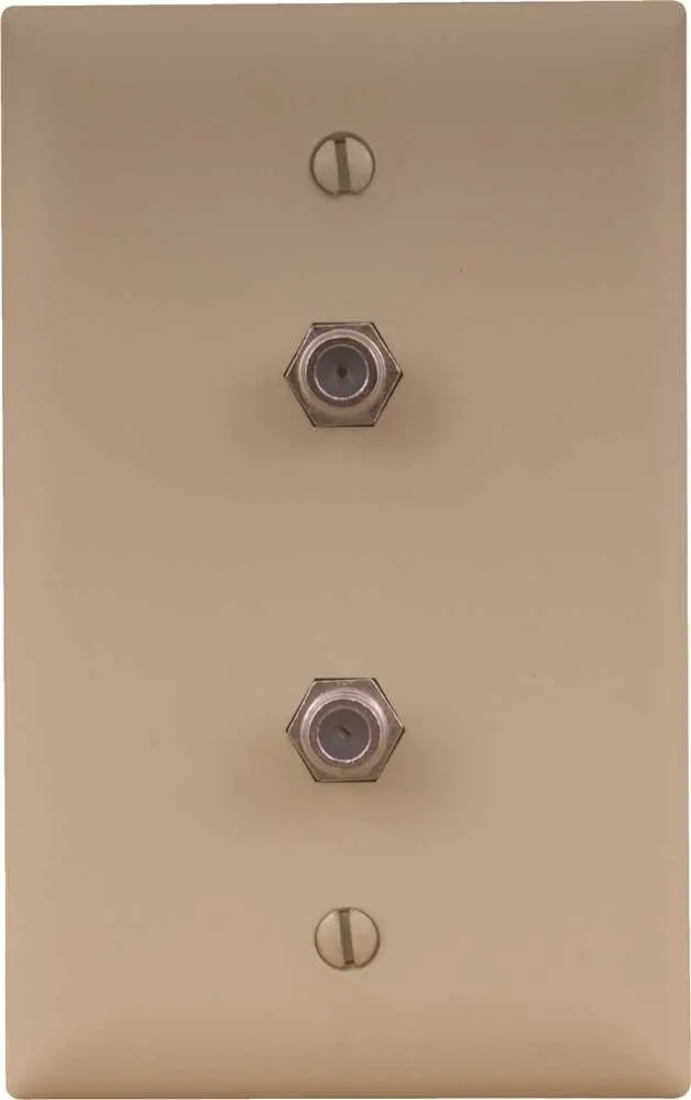 Coaxial Wall Plate Double Cable Jack Ivory 1