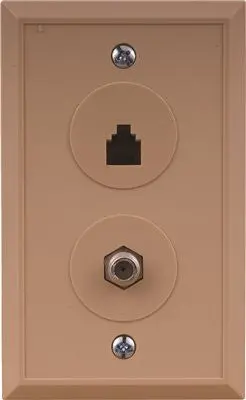 Coaxial And Telephone Wall Plate Combo Cable Jack Ivory 1