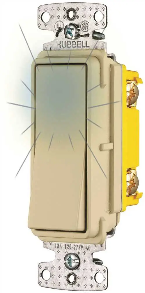 Rocker Switch Single Pole 15 Amps 120 Volts Illuminated Ivory 1