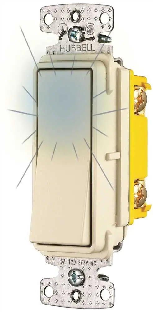 Rocker Switch Single Pole 15A 120V Illuminated Almond 1