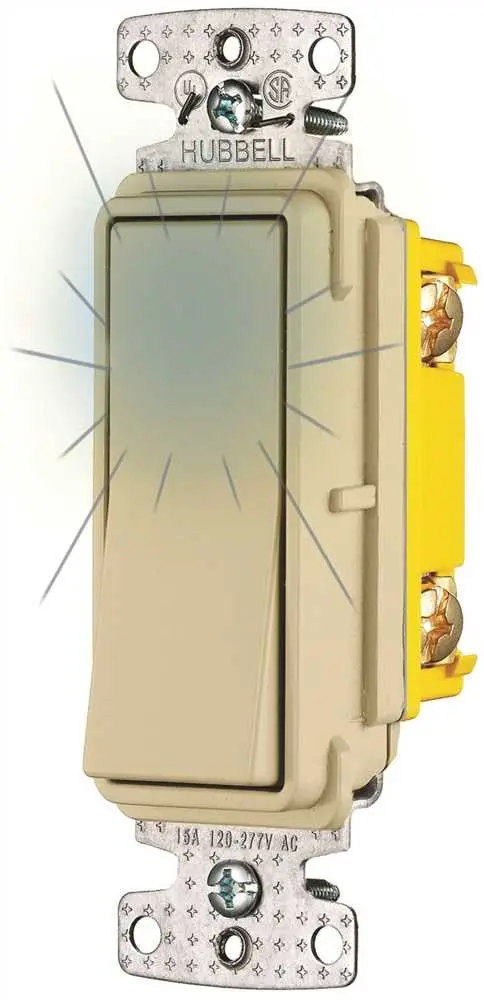 Rocker Switch 3 Way 15A 120V Illuminated Ivory 1