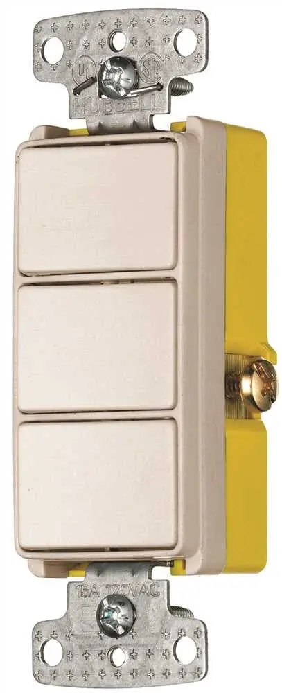 Rocker Single Pole Combo 3 X 15 Amp Switch Almond 1