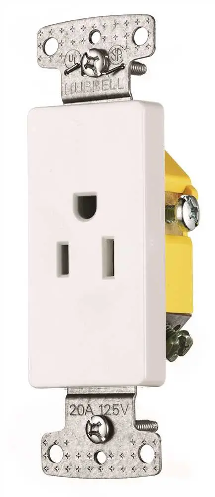 Decorator Receptacle Single Self Grounding 15A White 1