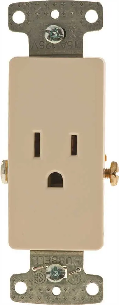 Decorator Receptacle Single Self Grounding 15 Amps Almond 1