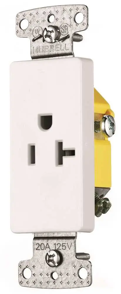 Decorator Receptacle Single Self Grounding 20 Amps White 1