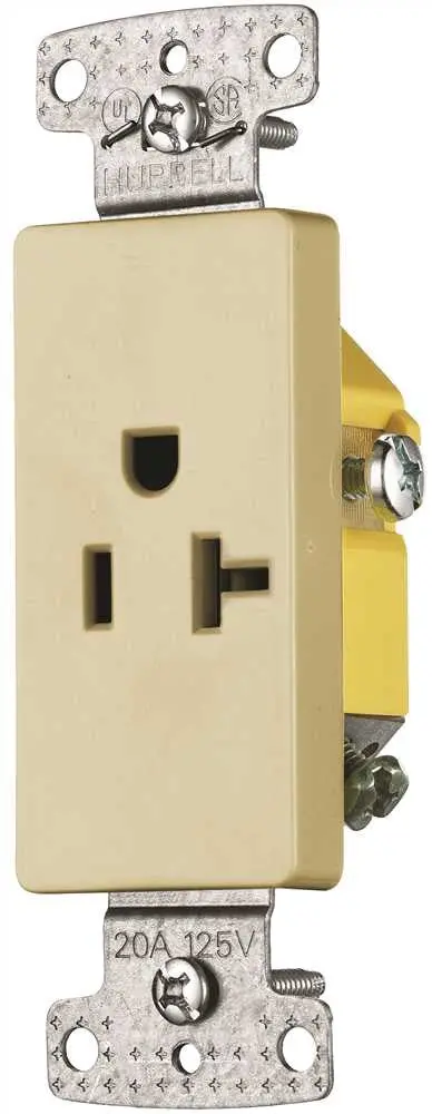 Decorator Receptacle Single Self Grounding 20 Amps Ivory 1
