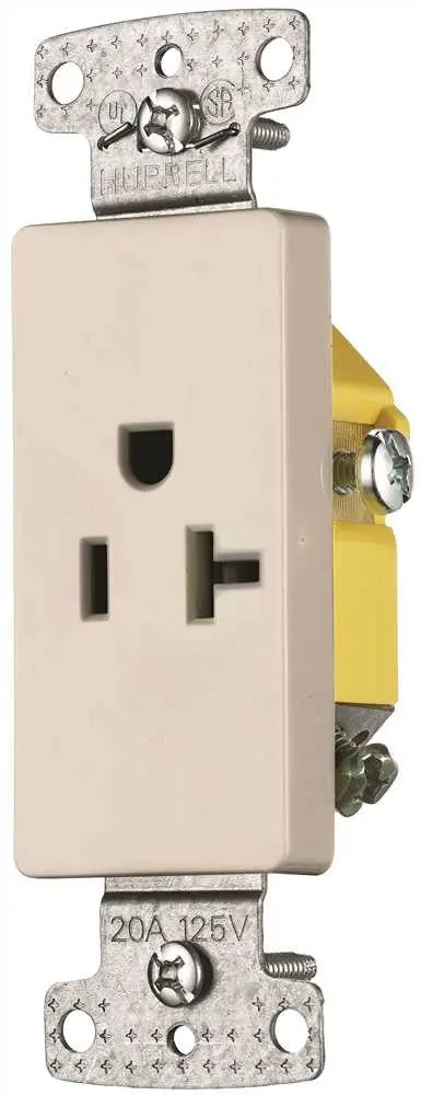 Decorator Receptacle Single Self Grounding 20A Almond 1