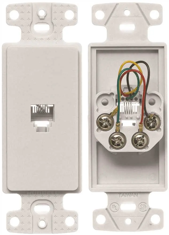 Plate Frame With Jack 6 Position 4 Conductor Screw Terminations White 1