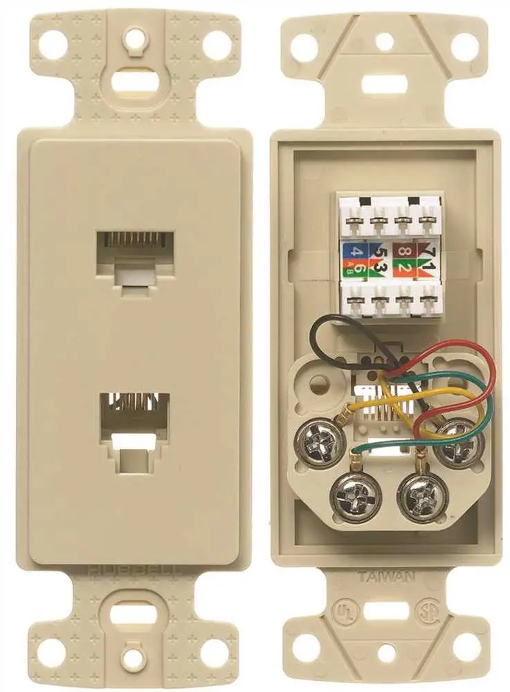 Netselect Plate Frame With 1 Cat 5E Jack And 1 Rj11 Jack 6 Position 4 Conductor Single Gang Ivory 1