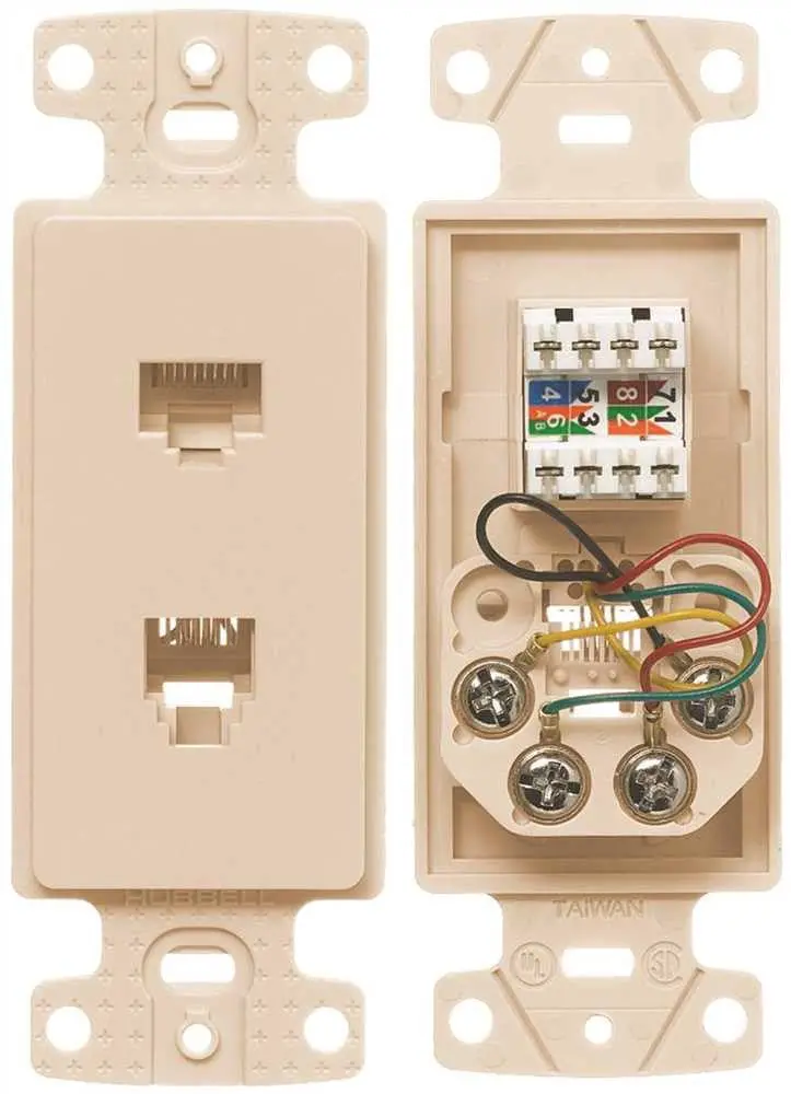 Netselect Plate Frame With 1 Cat 5E Jack And 1 Rj11 Jack 6 Position 4 Conductor Single Gang Almond 1
