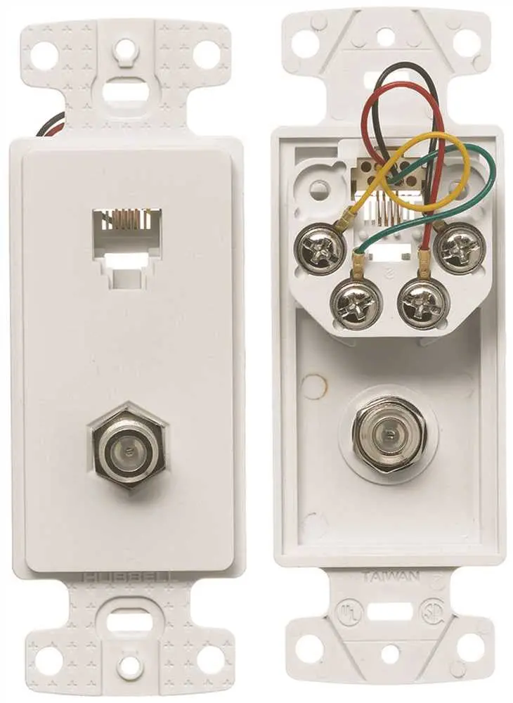 Netselect Plate Frame With 1 F-Type Coax Connector And 1 Rj11 Jack 6 Position 6 Conductor Single Gang White 1