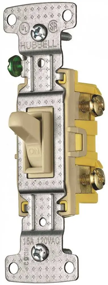 Toggle Switch Single Pole 15A 120V Ivory 1