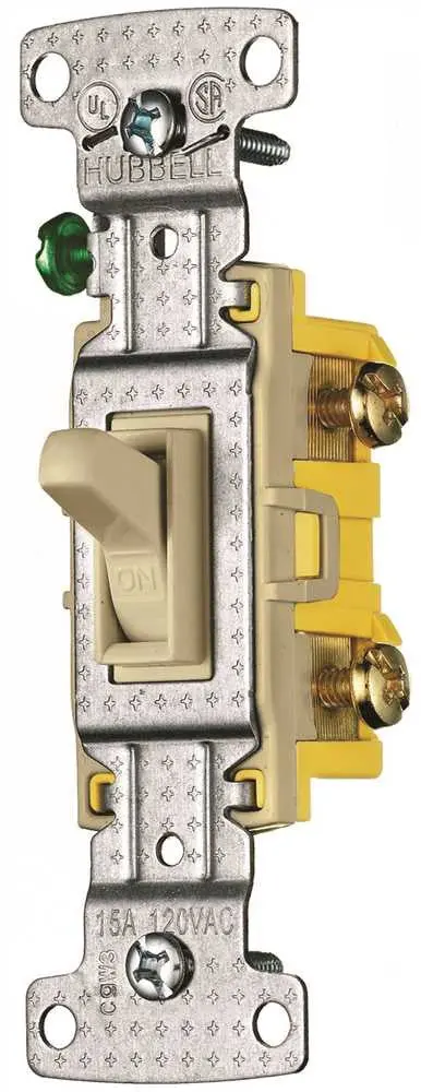 Toggle Switch Single Pole 15A 120V Self Grounding Ivory 1