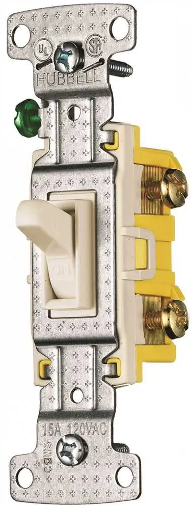 Toggle Switch 3 Way Self Grounding 15A 120V Almond 1
