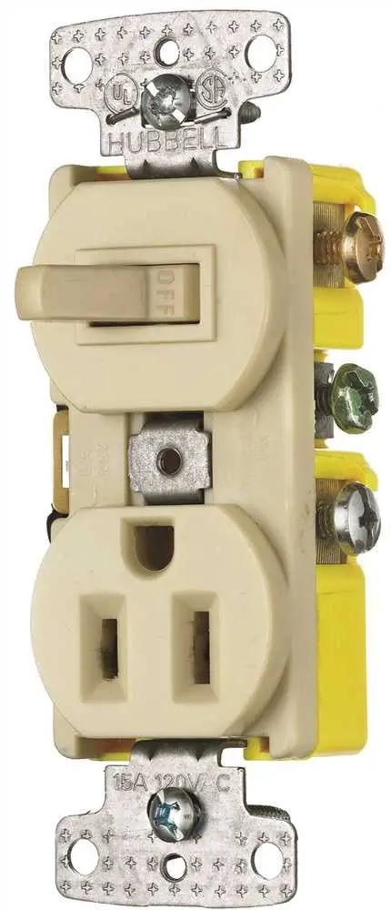 Combo Switch-Receptacle 15 Amps Ivory 1