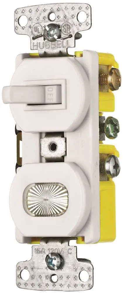 Switch 1-Pole Toggle Illuminated 15A White 1