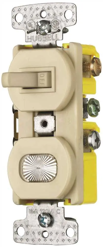 Toggle Illuminated Switch 1 Pole  15 Amp Ivory 1
