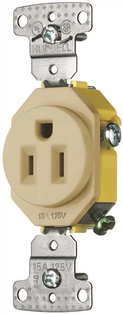 Receptacle Single Self Ground 15A 125V Ivory 1