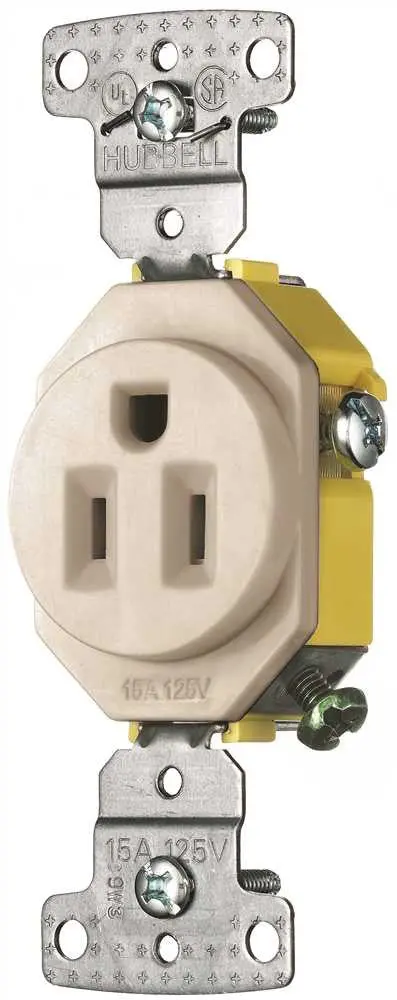 Receptacle Single Self Ground 15A Almond 1