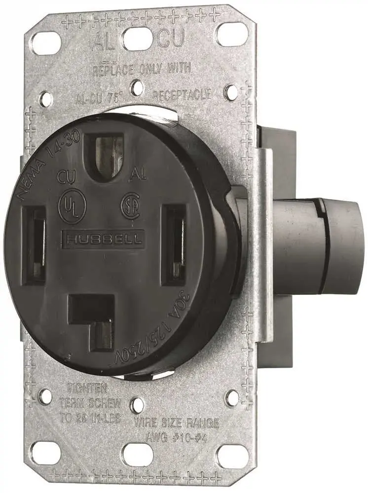 Range And Dryer Receptacle 30 Amp 3 Pole 4 Wire Black 1